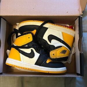 Jordan Kids Yellow Black White High Top Sneakers